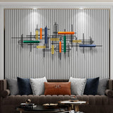 Moderne abstrakte Wanddekoration aus Metall mit geometrischem überlappendem Design