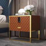 White 2 Drawers Bedroom Nightstand with Electronic Lock Stainless Steel Base