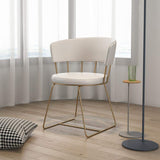 Modern White Office Chair Leather Upholstered with Gold Metal Frame-Furniture,Office Chairs,Office Furniture