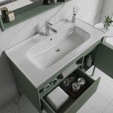 32" Green Bathroom Vanity Freestanding Integral Ceramic Sink with Door & Drawer