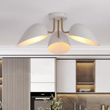 Modern 3-Light Geometric Semi Flush Mount Light Ceiling Lamp Fixture with White Shade