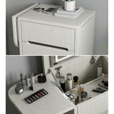 Nordic Flip Top White Makeup Vanity_mini avec tabouret et miroir