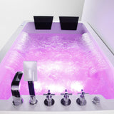 73" LED Acrylic Whirlpool Water Massage Double Waterfall 3 Sided Apron Bathtub