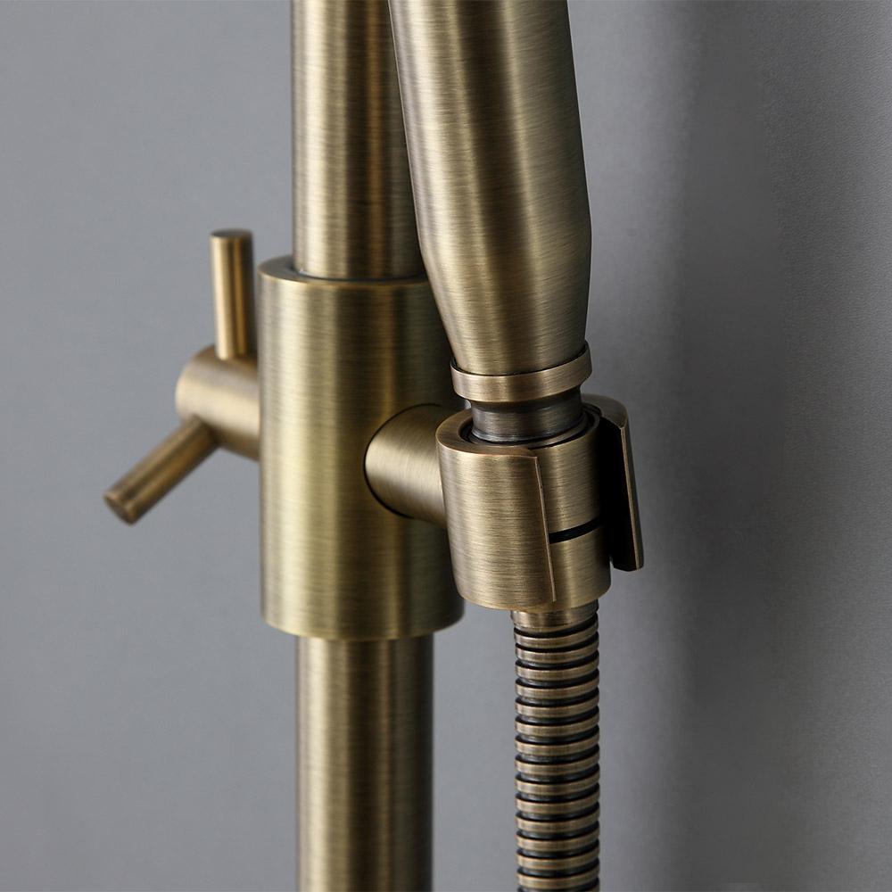 Traditional Rainfall Exposed Shower Fixture with Tub Spout in Antique Brass