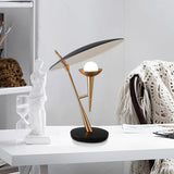Lámpara de mesa posmoderna con micrófono de 1 luz en negro y dorado