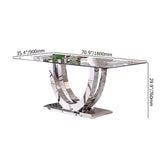 71" Contemporary Rectangle Tempered Glass Top Dining Table