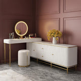 Table de vanité et armoire de maquillage en marbre rétractable avec ajustement de rangement dans le coin