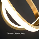Goldfarbene geometrische Pendelleuchte 2-Ring-LED-Hängeleuchte aus Messing