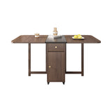 5-Piece 59" Rectangle Dining Table Set Ash Wood Foldable Walnut
