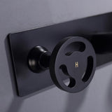 Ruth Industrial Pipe Matte Black Wall Mounted Bathroom Sink Faucet Double Handles Solid Brass