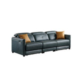 Genuine Leather Power Reclining Sofa Set Living Room Set in Orange & Gray-Furniture,Living Room Furniture,Living Room Sets