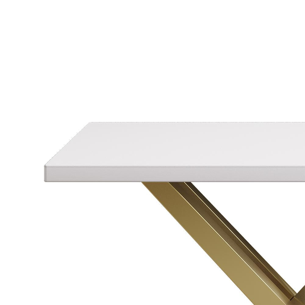 Mesa consola estrecha moderna de 1000 mm con base de metal geométrica Mesa  de pasillo blanca