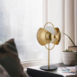 مصباح طاولة غلوب زجاجي بعد الحداثة 1 مع ظلال قابلة للدوار في الذهب لغرفة النوم