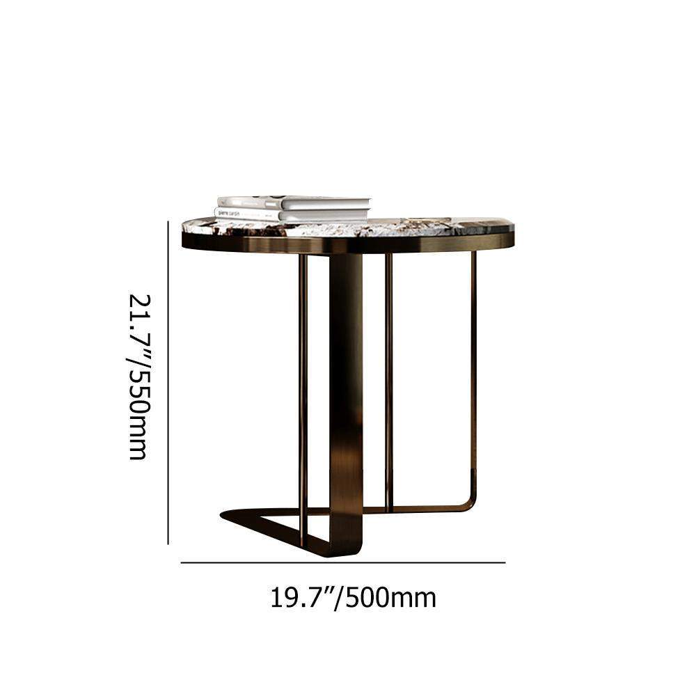 Modern Round End Table with Faux Marble Top and Stainless Steel Legs in Gold-End &amp; Side Tables,Furniture,Living Room Furniture