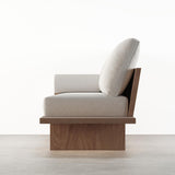Sofá de sala de estar moderno de madera maciza de nogal de 97 pulgadas, tapicería de algodón y lino de 3 plazas