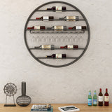 Modern Metal Gold Round Wine Rack Wall Mounted Wine Rack Glass Rack