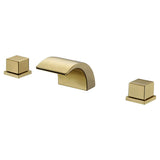Victoria Waterfall Widespread Brushed Gold Bathroom Sink Faucet 2-Handle