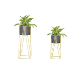 Gold Plant Pots Modern Planter with Gold Stand for Indoor&Outdoor Set of 2