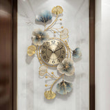 3D Light Luxury Creative Metal Ginkgo Leaves Reloj de pared artístico Decoración para el hogar Arte