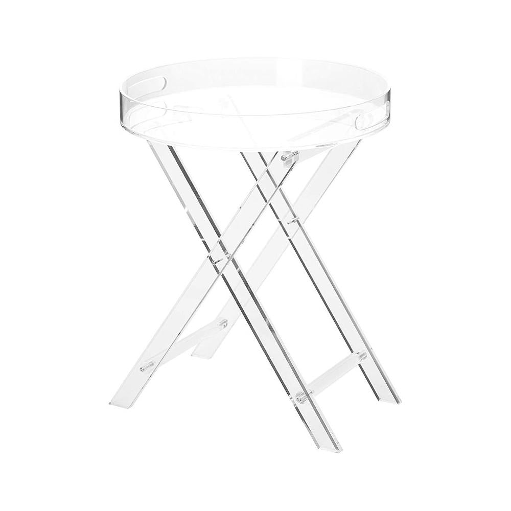 Modern Acrylic Folding Side Table Round End Table with Tray