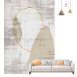 6'x9' Modern Simple Beige&Gold Rectangle Area Rug