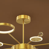 Gold LED Chandelier 9-Light Sputnik Ceiling Light with Crystal Accents