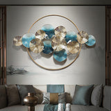 Modern Light Luxury Hollowed Leaves Metall Wanddekoration in Blau