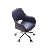 Blue Swivel Office Chair for Desk Upholstered Faux Leather Task Chair Adjustable Height