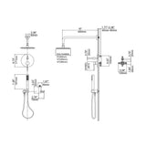 Modern 10" Wall Mounted Rain Shower System with Handheld Shower Set Solid Brass