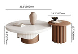 طاولة القهوة الخشبية المستديرة من قطعتين مع قاعدة مخادع باللون الأبيض والجوز