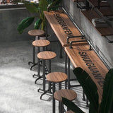 Tabouret de bar industriel Hauteur de bar en bois massif avec repose-pieds en noir noire