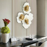 Modern Metal Flower Wall Decor Home Wall Art in Gold & White