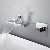Grifo de lavabo de baño monomando cromado con montaje en pared de cascada, latón macizo