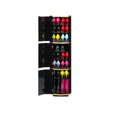 Gabinete de almacenamiento de zapatos alto y estrecho giratorio negro redondo con 3 puertas 18 pares