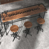 Tabouret de bar industriel Hauteur de bar en bois massif avec repose-pieds en noir noire