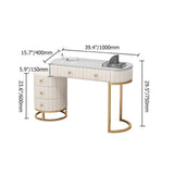 ゴールドの5つの引き出しを備えたモダンな白いメイクアップバニティ拡張可能な布張りのドレッシングテーブル