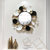 Moderner runder 3D-Platten-Wandspiegel aus Metall, der sich überlappt