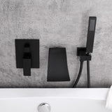 Bascade de cascade moderne Mur-baignoire robinet simple poignée et coup de main en noir mat