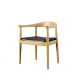 Silla de comedor con respaldo curvo moderno tapizado en cuero sillón de madera de nogal