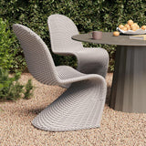 2 pièces en aluminium côtier et chaise de salle à manger de patio extérieur tissé en aluminium et tissé en gris