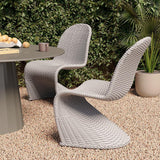 Juego de 2 sillas de comedor para patio al aire libre de aluminio y mimbre tejido Coastal en gris