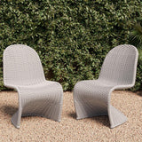 Juego de 2 sillas de comedor para patio al aire libre de aluminio y mimbre tejido Coastal en gris