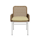 ブラウンの現代アルミニウム及び藤の屋外のテラスの食事の椅子の肘掛け椅子