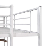 Full Size Metal Loft Bed with two Shelves and one Desk-bed,Kid bed