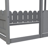 Full Size Wood Bed House Bed Frame with Fence-bed,Kid bed