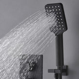 Matte Black Modern Wall Mounted Waterfall Shower System Solid Brass with Handheld Shower