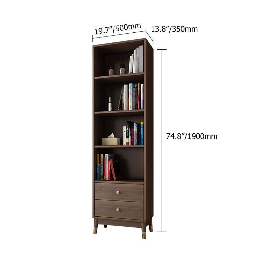 Modern & Minimalist Book Shelf with 4 Shelves & 2 Drawers in Gray-Bookcases &amp; Bookshelves,Furniture,Office Furniture