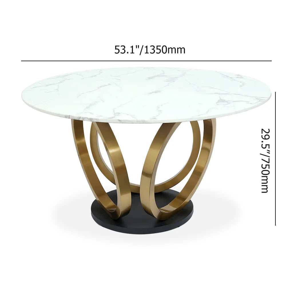 59.1" Contemporary Round Dining Table Set of 7 with Upholstered Chairs