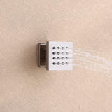 Moderno cabezal de ducha de lluvia LED cuadrado de 16 pulgadas para montaje en techo y 6 rociadores para el cuerpo y sistema de ducha de mano montado en la pared Níquel cepillado