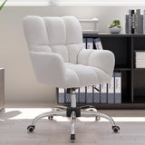 Moderner Bürostuhl, gepolsterter Drehstuhl aus Baumwolle und Leinen, höhenverstellbar
